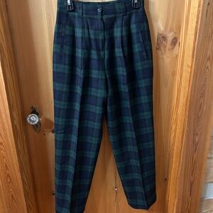 Chic Plaid Women's Trousers - Blue and Green
